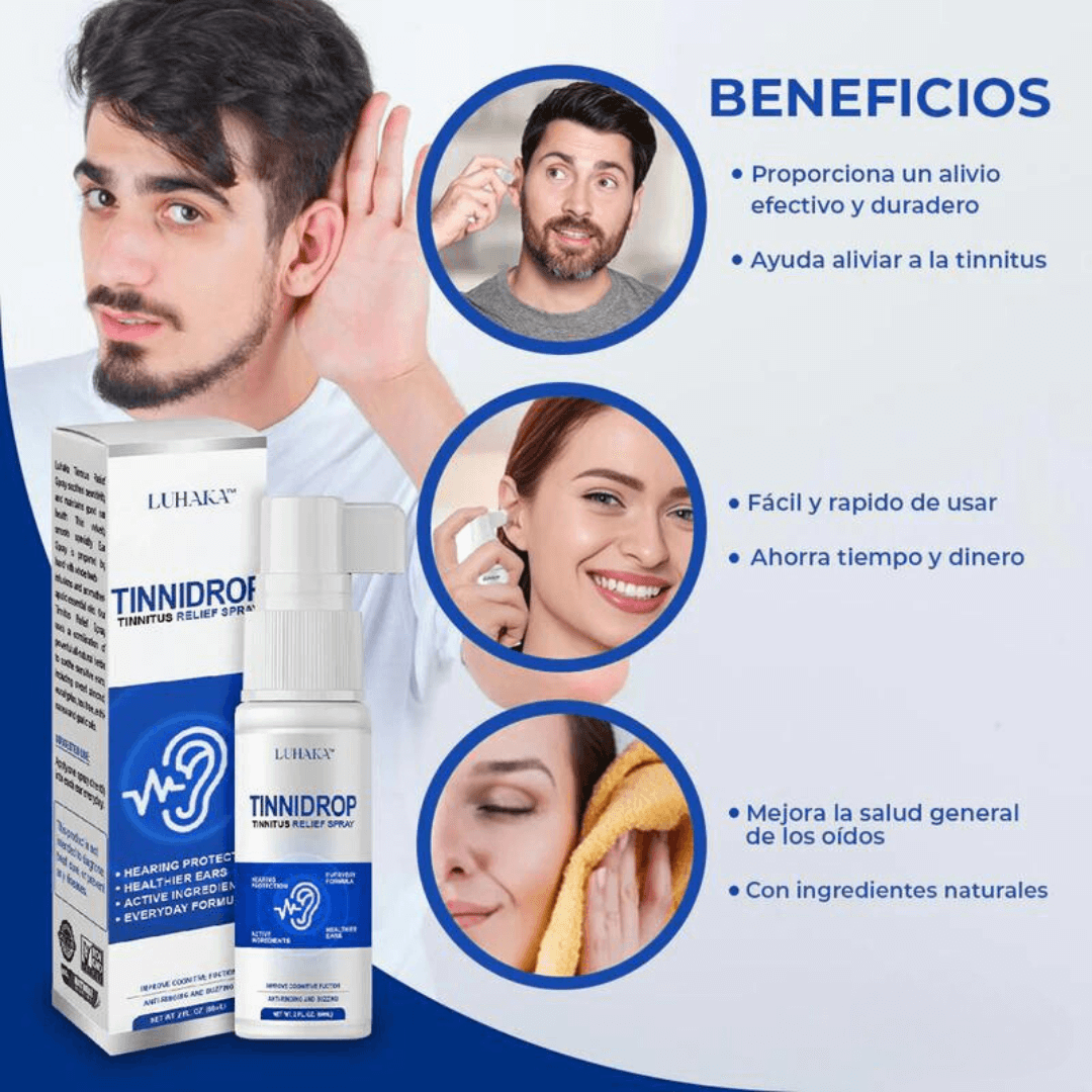 TINNIDROP - SPRAY LIMPIADOR DE OIDOS, ELIMINE PITIDOS INCOMODOS