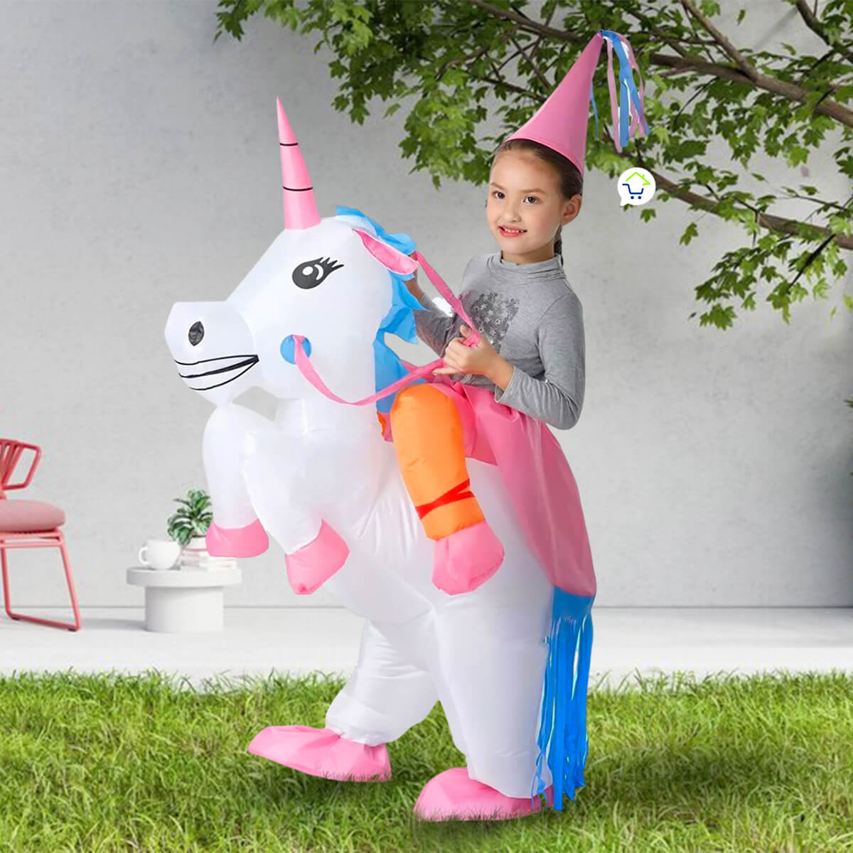 DISFRAZ INFLABLE UNICORNIO - NIÑOS Y ADULTOS