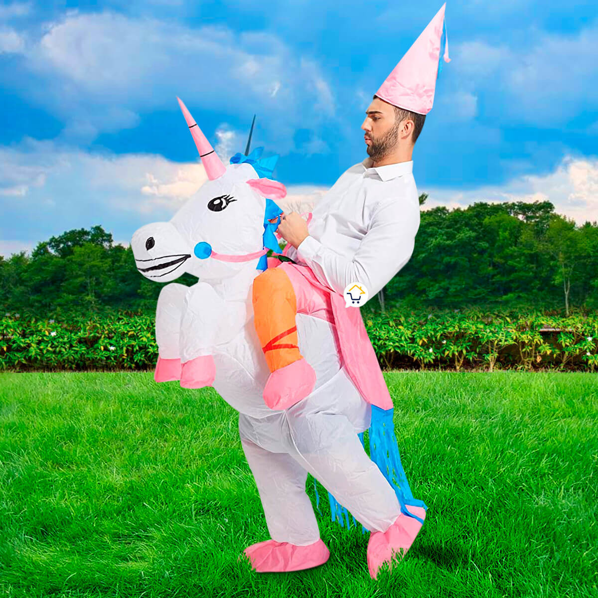 DISFRAZ INFLABLE UNICORNIO - NIÑOS Y ADULTOS