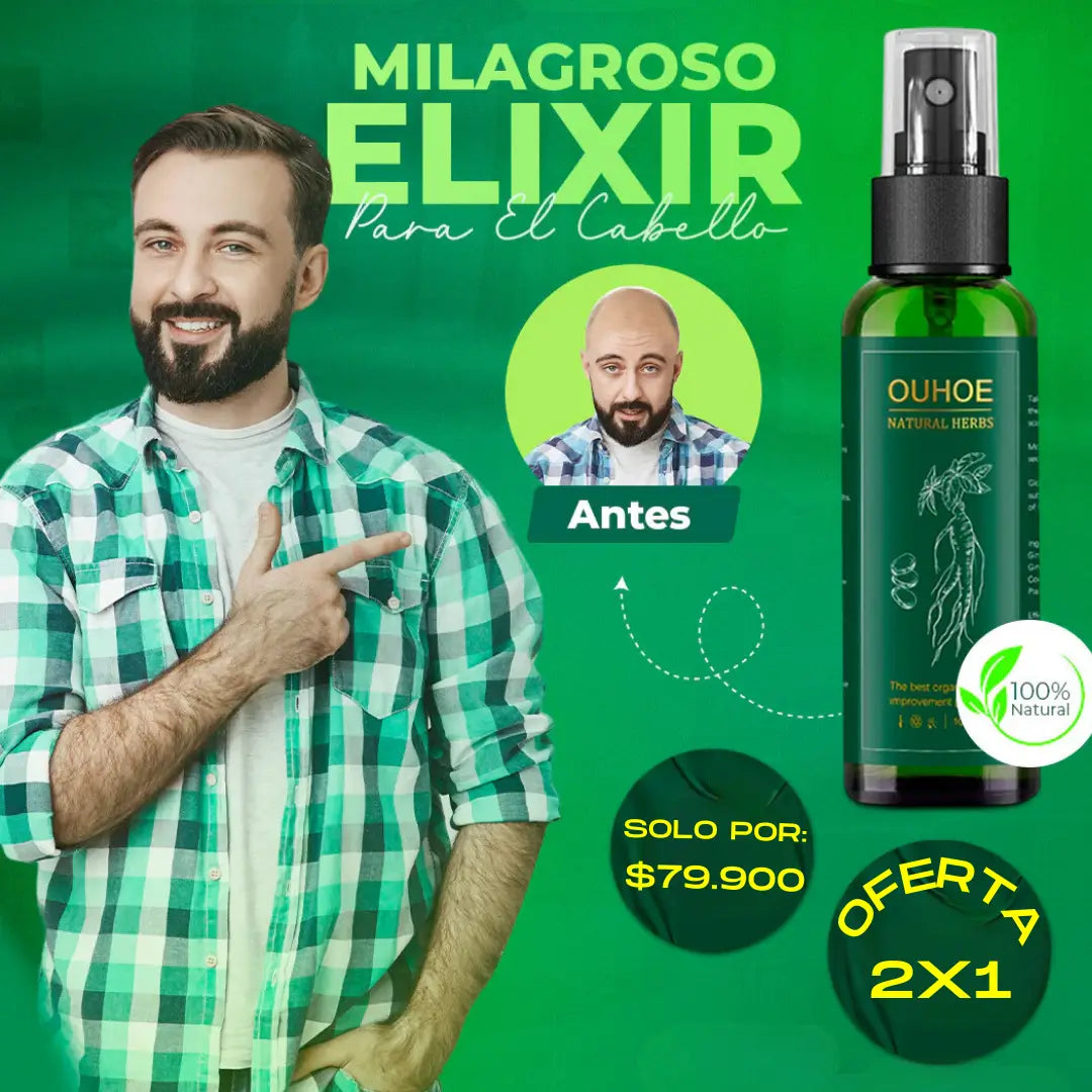 ELIXIR ORIENTAL OUHOE - TRATAMIENTO PARA CRECIMIENTO DEL CABELLO - NO SUFRA POR CALVICIE Y DELE VIDA A SUS RAICES PAGUE 1 LLEVE 2