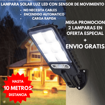 LAMPARA LUZ LED SOLAR CON SENSOR DE MOVIMIENTO - ILUMINE SUS ESPACIOS Y MANTENGA SEGURO