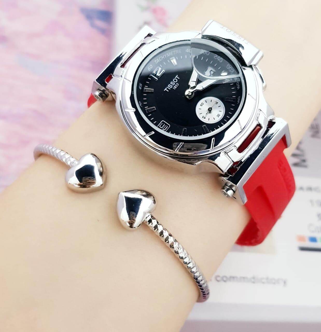 COMBO RELOJ TISSOT + PULSERA CORAZON